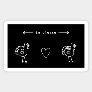 White Line Drawing Social Distancing Turkey Thanksgiving Sticker